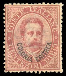 Italian Colonies, Eritrea #4 Cat$100, 1892 10c claret, hinged