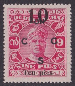 Cochin India 1925 ON CGS 10p/9p MNH **