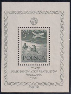 Poland 1954 Sc C34 Polish Philatelic Association 3rd Congress Stamp SS MNH