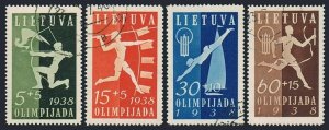 Lithuania B43-B46,CTO.Mi 417-420. National Olympiad,1938.Javelin,Archery,Diving,