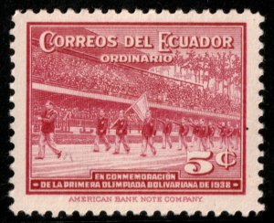 ✔️ ECUADOR 1939 - BOLIVARIAN GAMES SPORTS FLAG PARADE - SC. 377 MNH [020]