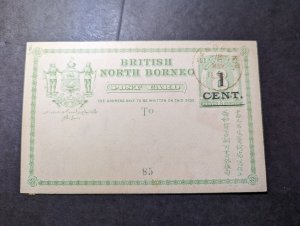 1892 British North Borneo 1 Cent Overprint Souvenir Postcard Cover