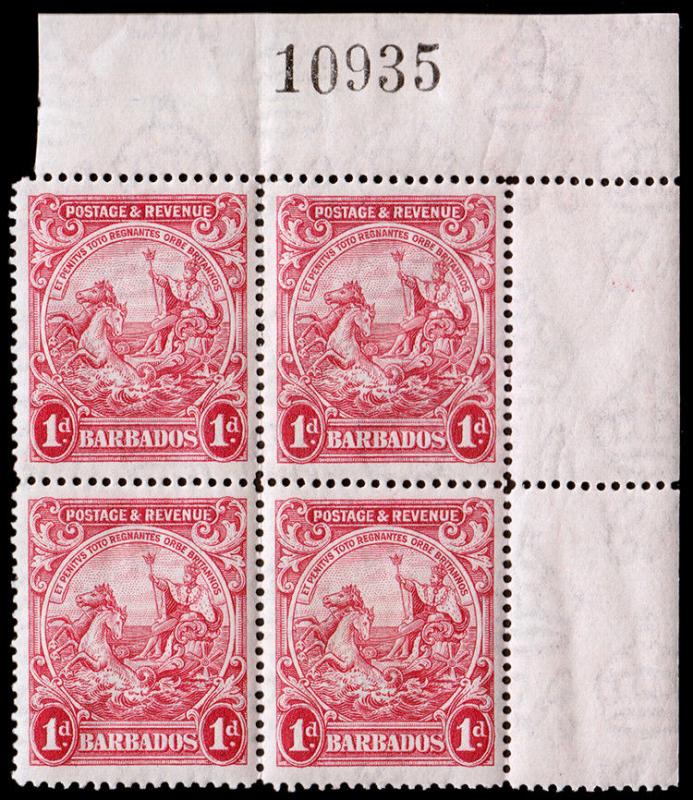 Barbados Scott 167 Plate Block of 4 (1925) Mint NH F-VF C