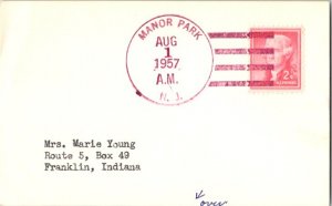 United States New Jersey Manor Park 1957 violet 4f-bar  1957-1960  Postcard  ...