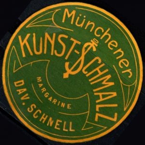 Vintage Germany Poster Stamp Munich Art Schmalz Margarine Letter Seal