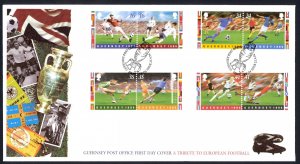 Guernsey Sc# 566-569 FDC 1996 Tribute to European Football