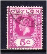 Ceylon,  5c George V (SC# 203) Used