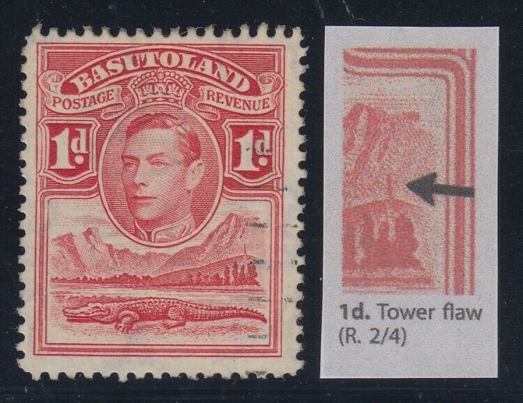 Basutoland, SG 19a, used Tower Flaw variety