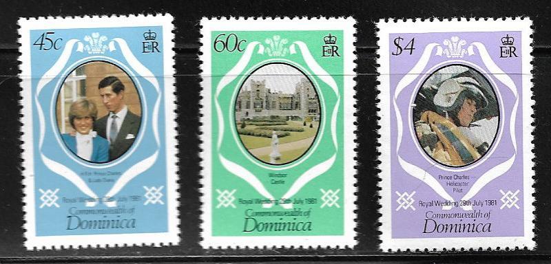 DOMINICA 701-703 MNH ROYAL WEDDING  DIANA SET 1981