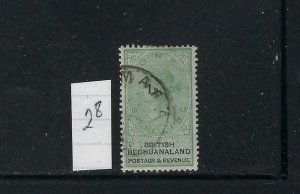 BECHUANALAND SCOTT #28 1888 1SH ON 1SH SURCHARGE- USED