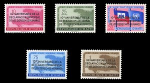 Haiti #442-443, C136-138 Cat$14.17, 1959 Human Rights Declaration, set of fiv...