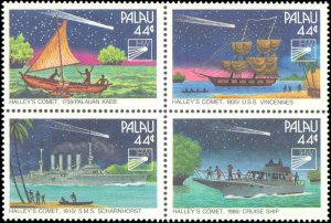 Palau #98a, Complete Set, Block of 4, 1985, Space, Never Hinged