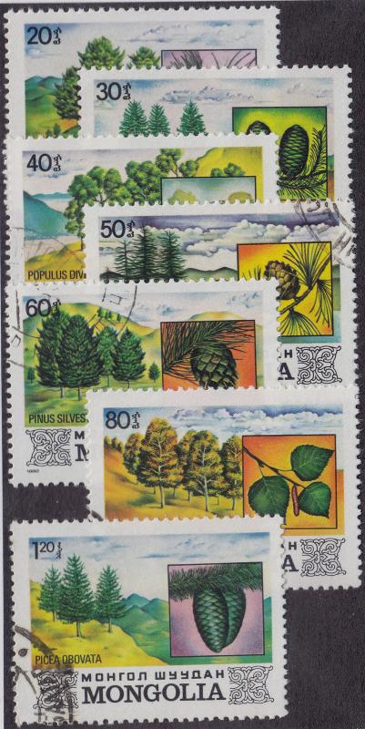 MONGOLIA CTO Scott # 1264-1270 Evergreen Trees & Cones (7 Stamps)