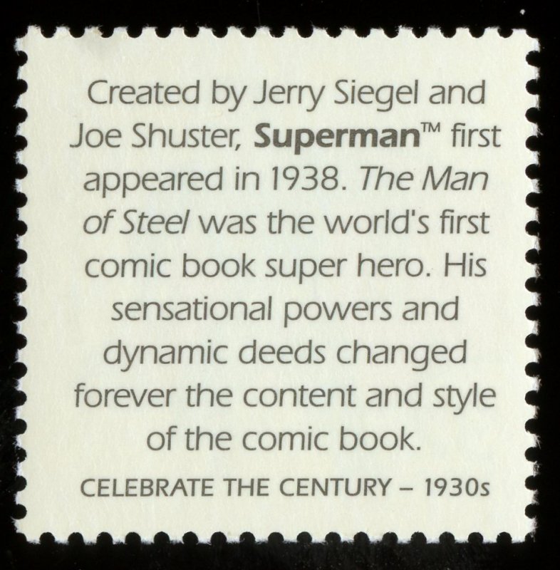 SCOTT 3185-F SUPERMAN ARRIVES  MNH-CELEBRATE THE CENTURY 1930's
