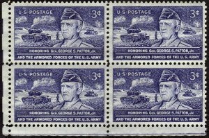 SC#1026 3¢ General George S. Patton Block of Four (1953) MNH