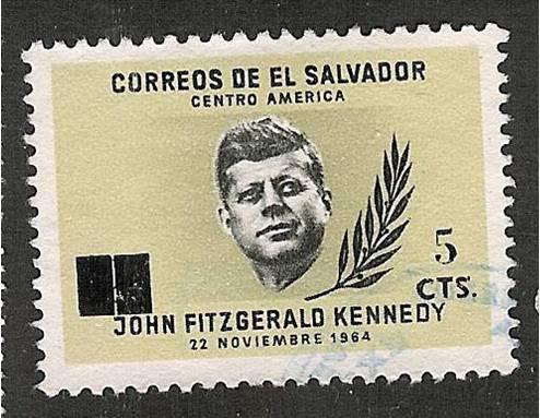 El Salvador Scott 843 Used. JF Kennedy, Overprint