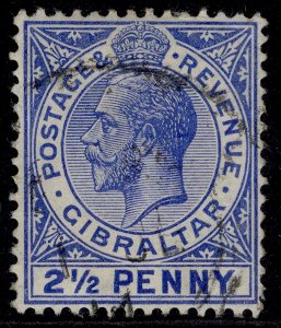 GIBRALTAR GV SG79, 2½d deep bright blue, FINE USED.