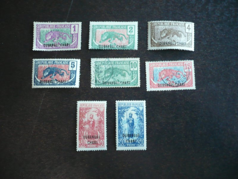 Stamps - Oubangui-Chari - Scott# 23-28,31,35 - Mint Hinged & Used Set 8 Stamps