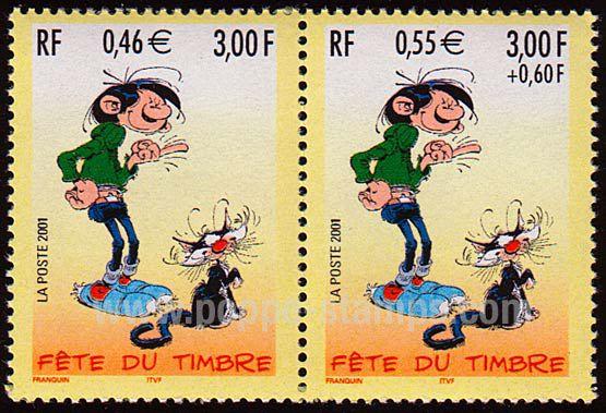France SG#3706 Mint Block - Sheet - 2001 3f.  - Cats, Comics