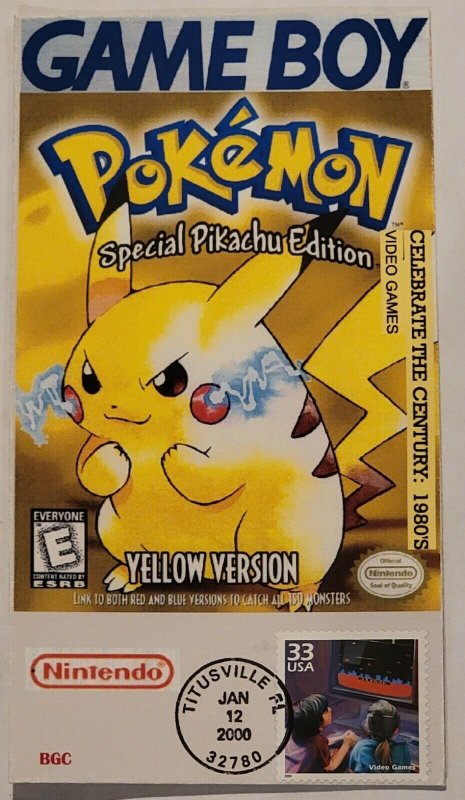 US VIDEO GAMES CELEBRATE EIGHTIES FIRST DAY COVER BGC CACHET. Pikachu Pokemon