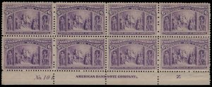 MALACK 235 VF/XF OG H, Plate Block of 8,  well cente..MORE.. pb2911