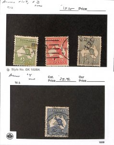 Australia Postage Stamp, #1, 2, 3, 4 Used, 1913 (AE)