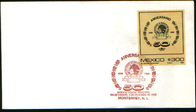 MEXICO 1576 FDC 50th Anniv Government Workers Union. F-VF.