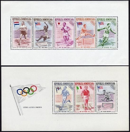 Dominican Rep 478a,C99a A,B, no gum. Mi Bl.3A-4A,3B-4B. Olympics Melbourne-1956.