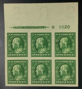 MOMEN: US STAMPS #383 PLATE BLOCK MINT OG NH SUPERB LOT #73975 