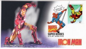 AO-4159h-1, 2007, Marvel Comics Super Heroes, FDC, Add-on Cachet, DCP, Iron Man,