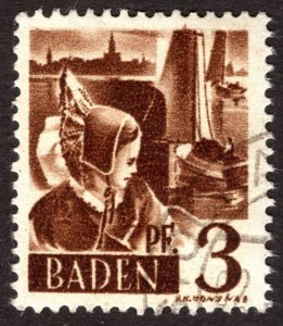 1947, Baden 3Pf, Used, Sc 5N2