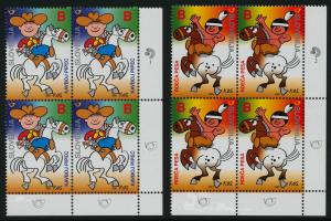 Slovenia 449-50 BR Blocks MNH Cartoons, Horses, Bozo Kos, Cowboy, Indian