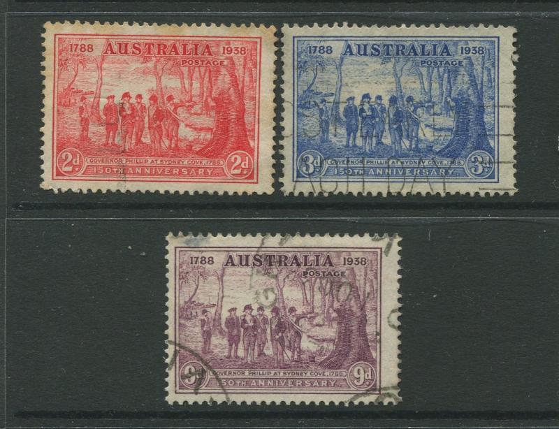 STAMP STATION PERTH: Australia  #163-165 Used 1937  Set of 3 Stamps