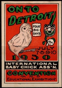 1930 US Poster Stamp International Baby Chick Association Convention Unused