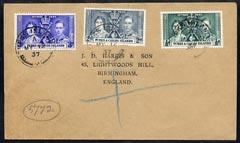 Turks & Caicos Islands 1937 KG6 Coronation set of 3 o...