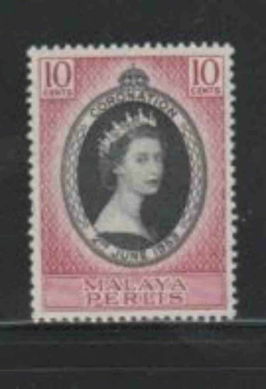 MALAYA-PERLIS #28 1953 CORONATION ISSUE MINT VF LH O.G