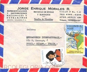 ad6203 - COLOMBIA - Postal History - AIRMAIL COVER to ITALY 1974 Space MOUNTAINS
