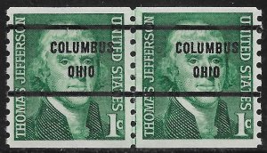 MNH US Bureau Precancels: OH; Columbus #1299a–71 1¢ Prom. Amer. Line Pair