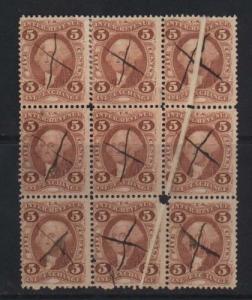 USA #R27c Used Dramatic Paper Fold Variety Error Block