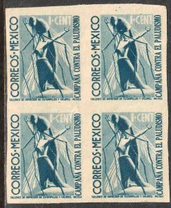MEXICO RA14a, 1¢ Postal Tax. IMPERF BLOCK OF 4 MINT, NH. VF..
