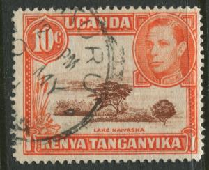 Kenya & Uganda - Scott 69a - KGVI Definitive -1941 - Used - Single 10c Stamp