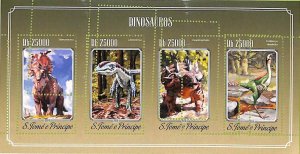 A8586- S.TOME -ERROR MISPERF  Stamp Sheet - 2014 PREHISTORICS, Dinosaurs