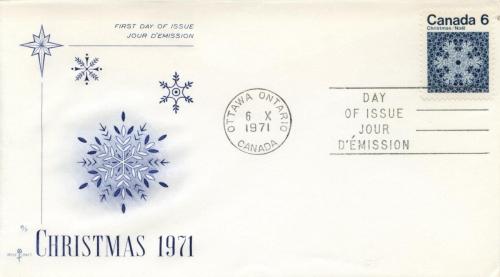 1971 Canada 6c Snowflakes (Scott 554) Rose Craft FDC 