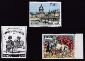 France 1978 ART Complete (3) 3fr Horses by Yves Brayer  Colorful Pristine VF/NH