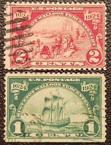 US Scott # 614-615; H-W terc issue from 1924; used; F/VF centering;