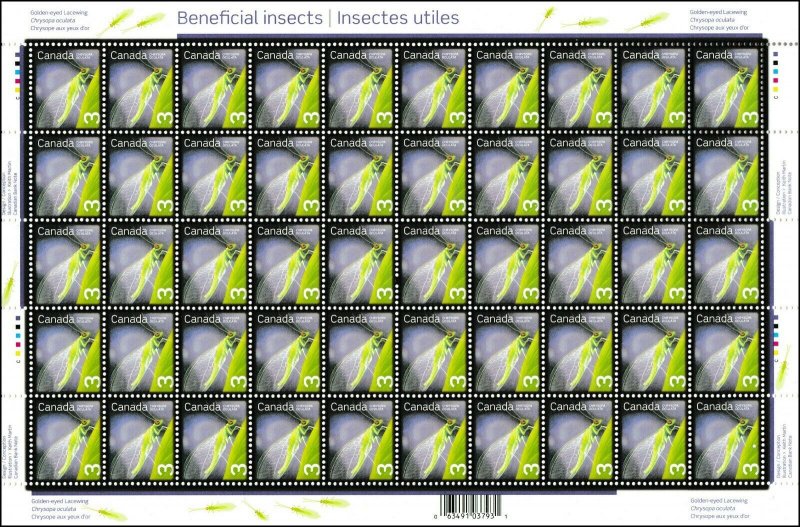 Canada 2235 Beneficial Insects Golden-eyed Lacewing 3c sheet MNH 2007