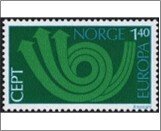 Norway Used NK 709   C.E.P.T.- Posthorn Multicolor 1.4 Krone