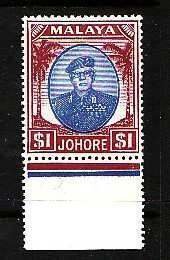Malaya Johore-Sc#148- id8-unused LH $1 vio brown & ultra-1949-55-