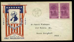 U.S. FDC #854 Planty #14 Holland Cachet New York, NY Washington 1st Inauguration