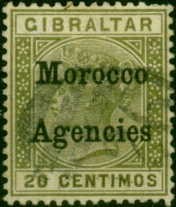 Morocco Agencies 1898 20c Olive-Green SG3c Good Used (2)